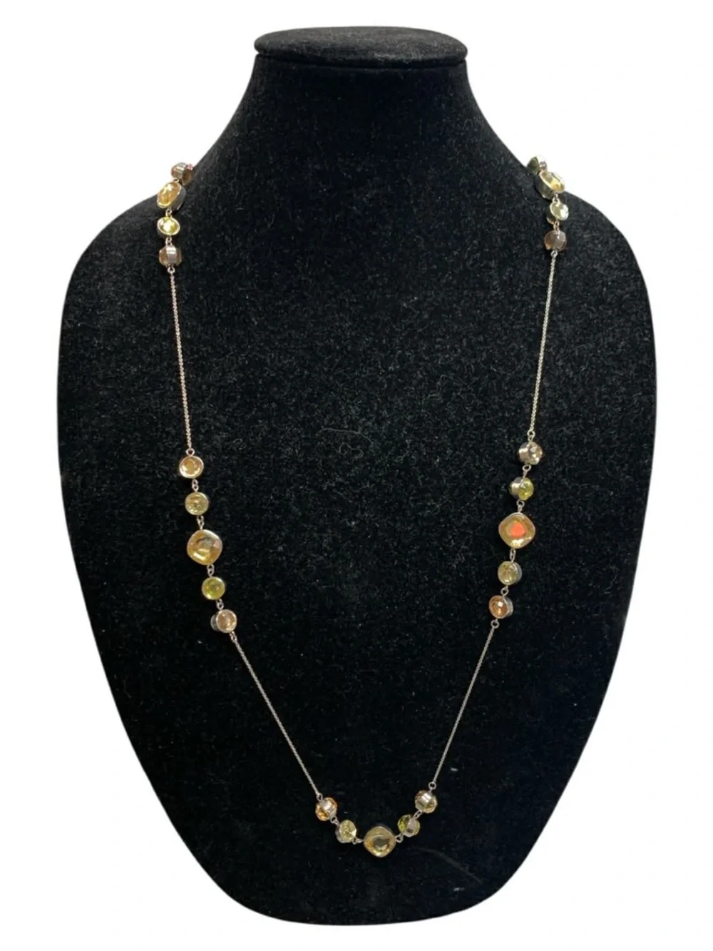 Delicate Multicolor Crystal Station Necklace - Women's Jewelry - Picture 1 of 1